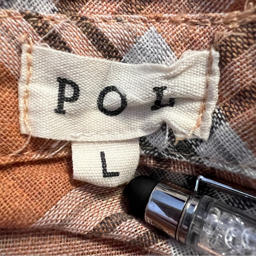 POL Orange Plaid Button Up Shirt Oversized L - Picture 14 of 16